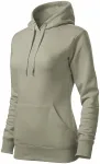 Damen Sweatshirt mit Kapuze ohne Reißverschluss, helles Khaki