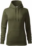 Damen Sweatshirt mit Kapuze ohne Reißverschluss, military
