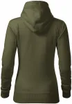 Damen Sweatshirt mit Kapuze ohne Reißverschluss, military