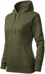 Damen Sweatshirt mit Kapuze ohne Reißverschluss, military
