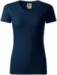 Damen-T-Shirt aus strukturierter Bio-Baumwolle, dunkelblau