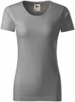 Damen-T-Shirt aus strukturierter Bio-Baumwolle, altes Silber