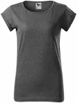 Damen T-Shirt mit gerollten Ärmeln, schwarzer Marmor