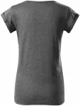 Damen T-Shirt mit gerollten Ärmeln, schwarzer Marmor