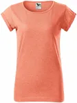 Damen T-Shirt mit gerollten Ärmeln, orange Marmor