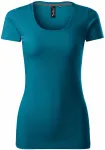 Damen T-Shirt mit Ziernähten, petrol blue