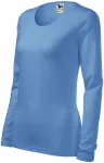 Eng anliegendes Damen-T-Shirt mit langen Ärmeln, Himmelblau Eng anliegendes Damen-T-Shirt mit langen Ärmeln, Himmelblau