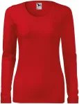 Eng anliegendes Damen-T-Shirt mit langen Ärmeln, rot