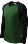 Herren Kontrast T-Shirt mit langen Ärmeln, Flaschengrün