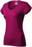 Slim Fit Damen T-Shirt mit V-Ausschnitt, fuchsia red
