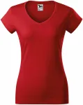 Slim Fit Damen T-Shirt mit V-Ausschnitt, rot