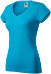 Slim Fit Damen T-Shirt mit V-Ausschnitt, türkis
